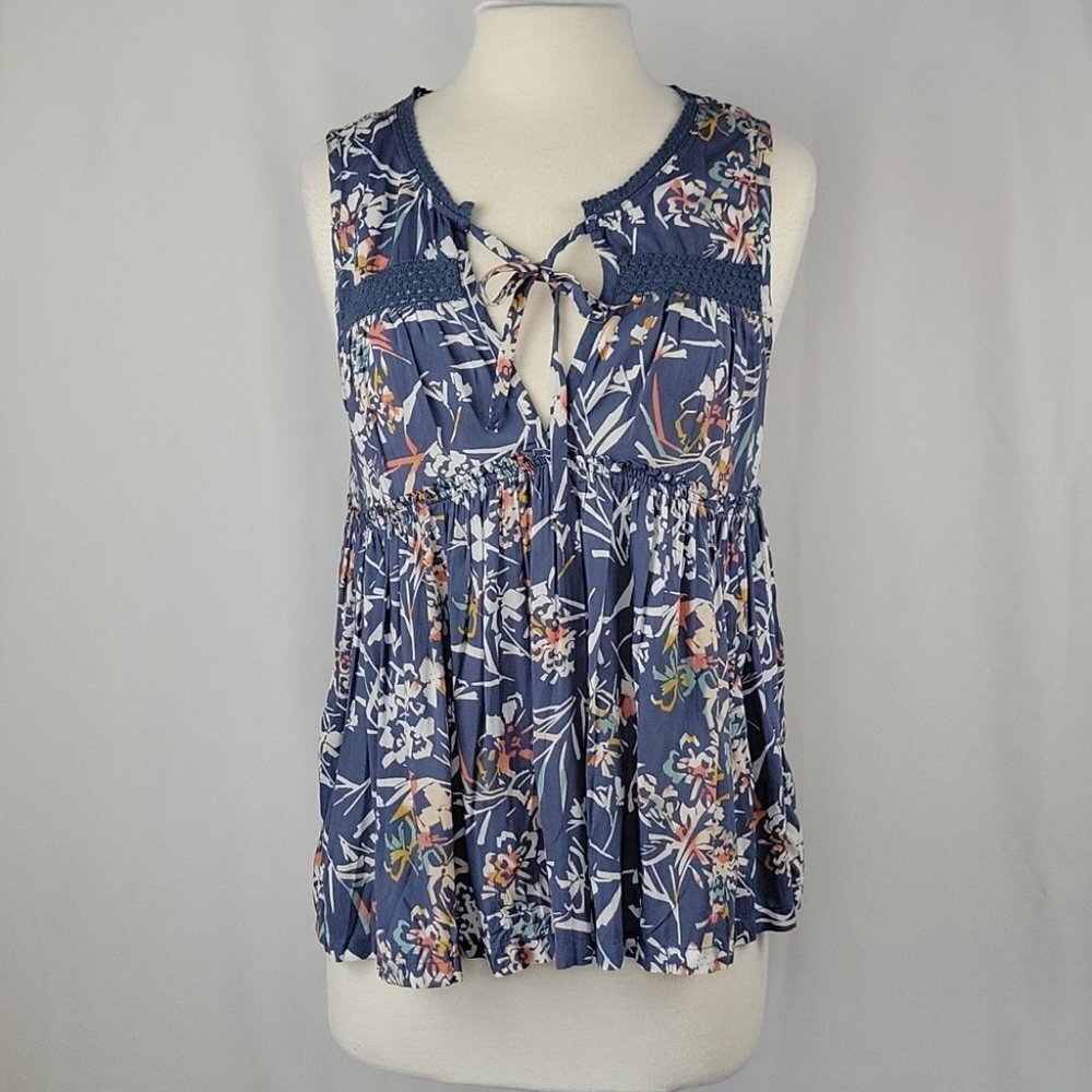 Melrose and Market Flowy Floral Boho Baby Doll Sleeveless Top Size Small